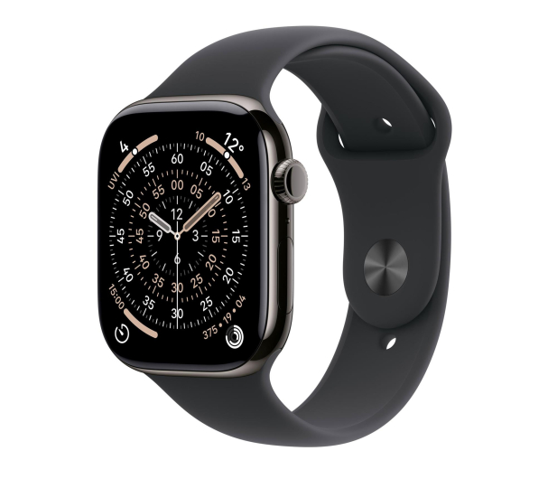 APPLE Apple Watch Series 11 GPS + Cellular 46mm Tytanowa koperta (łupkowy) + sportowa opaska (czarna)- rozmiar S/M - 1362440 - zdjęcie